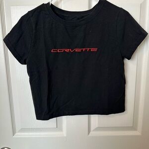 Chemistry Black Crop Top with Red Corvette Logo
